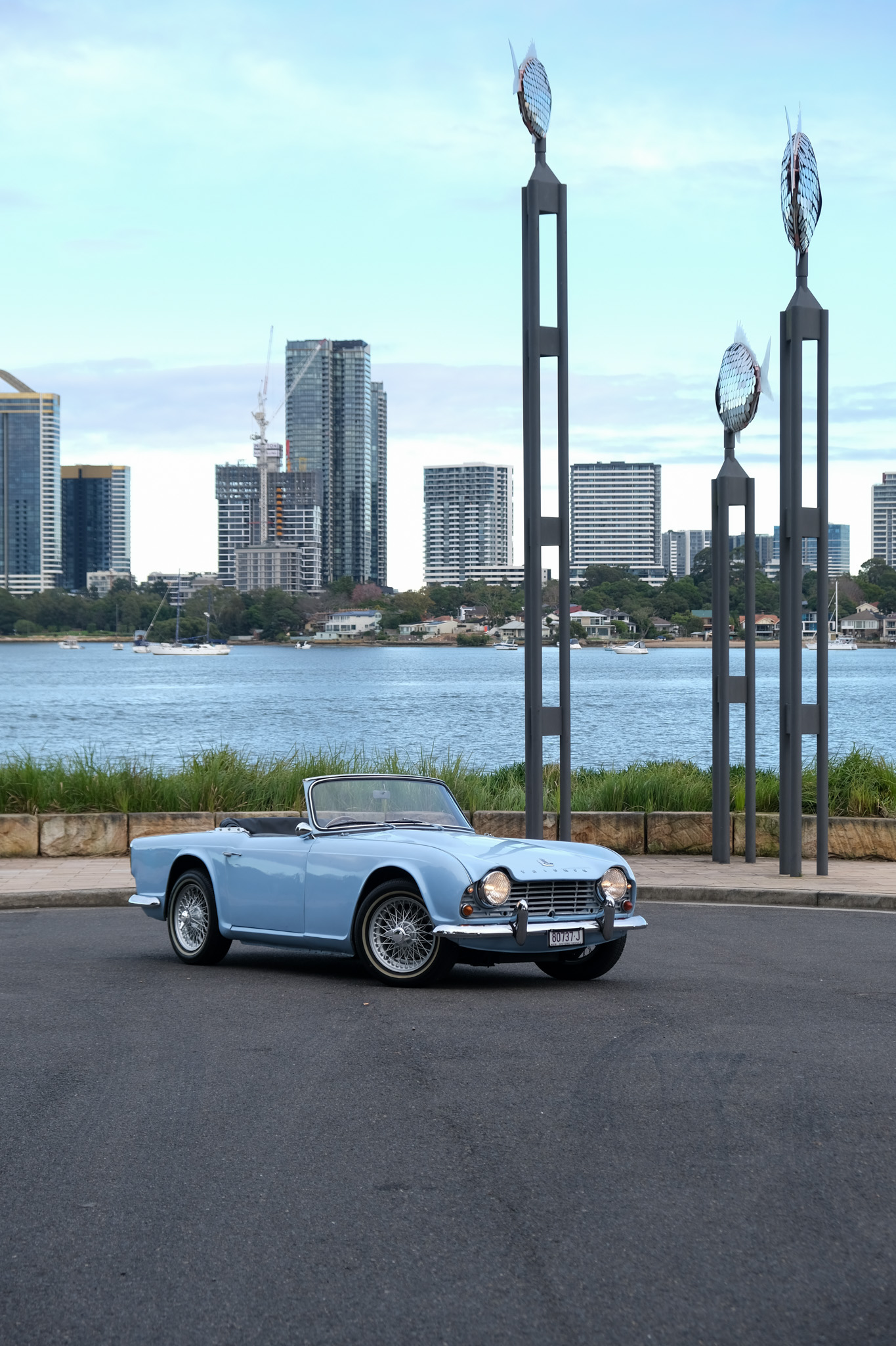 Triumph TR4 with Sydney skyline
