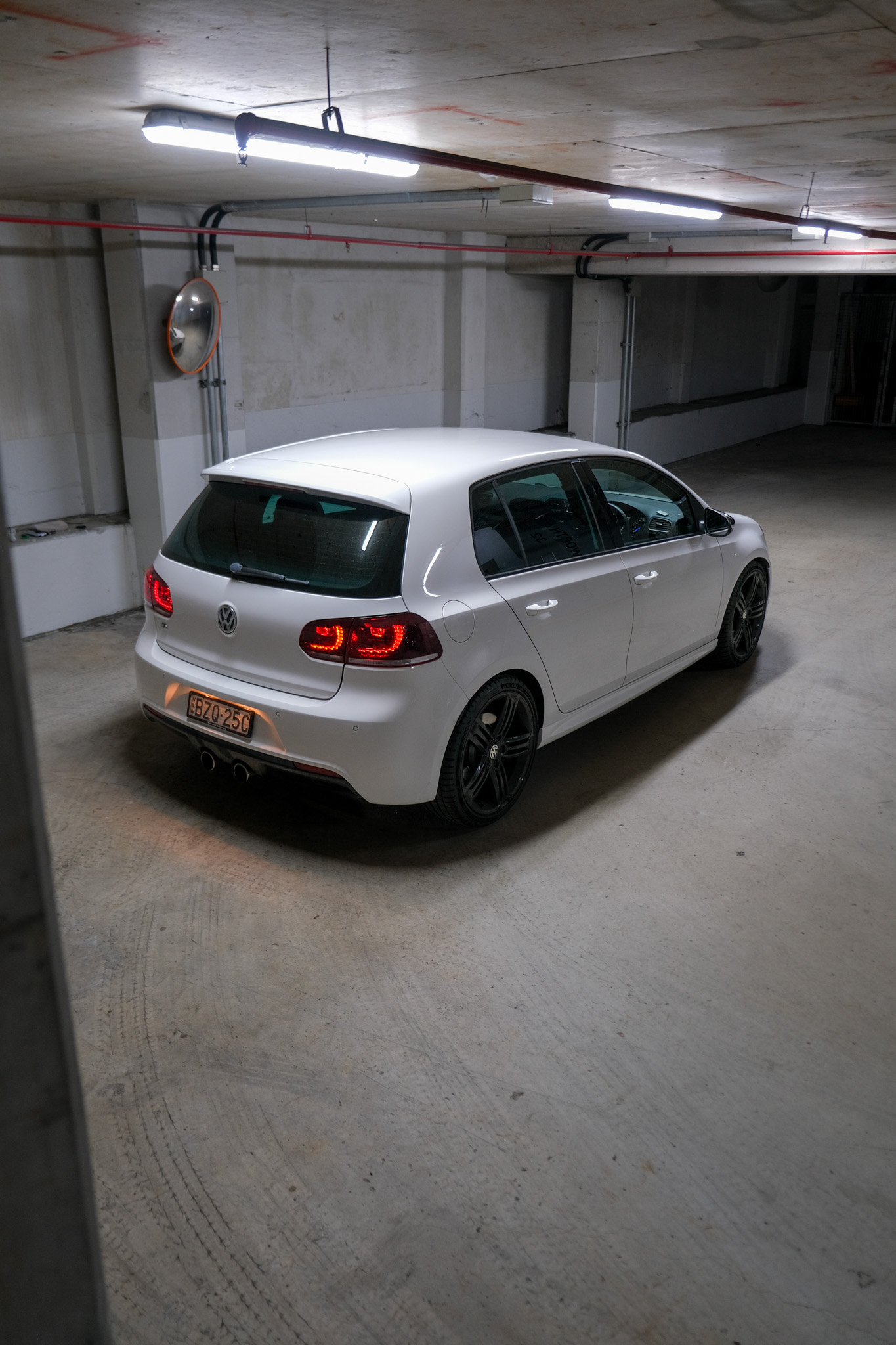 Volkswagen Golf R in an underground carpark